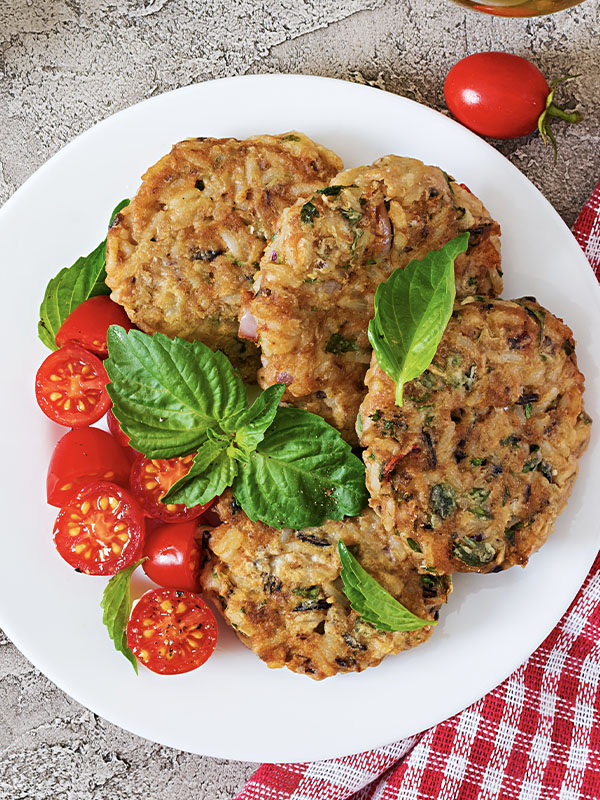 Hamburguesa de arroz yamani y lentejas